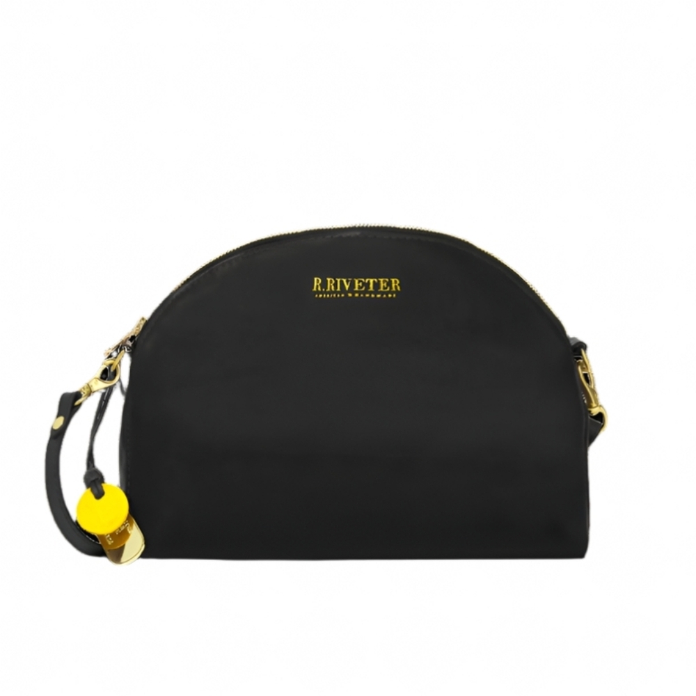 R. Riveter Hopper Crossbody Bag Matte Black Leather